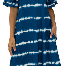 Load image into Gallery viewer, Summer Women Short Sleeve Loose Wavy Stripes Mini Dress