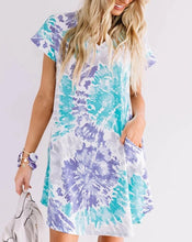 Load image into Gallery viewer, Fashion Womens Casual Loose sexy V-neck Tie-dye Pocket Short Sleeve Dress