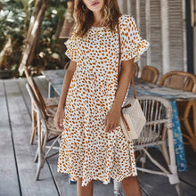 Load image into Gallery viewer, Women Loose O-neck Short Sleeve Dots Print Mini Dresses
