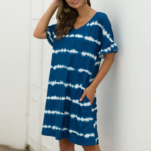 Load image into Gallery viewer, Summer Women Short Sleeve Loose Wavy Stripes Mini Dress
