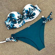 Load image into Gallery viewer, Printed Flowers Sexy Solid Color Bikini Women Swimwear Bandeau Biquini Swimsuit Female Bathing Suit Push Up Bikini Set Beachwear