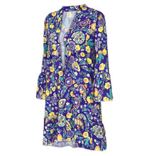 Load image into Gallery viewer, Women's Dresses Plus Size Loose Print Long Sleeve V-Collar Button Mini Dress