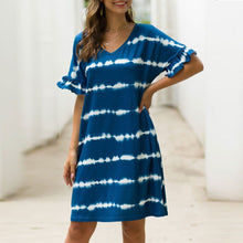 Load image into Gallery viewer, Summer Women Short Sleeve Loose Wavy Stripes Mini Dress