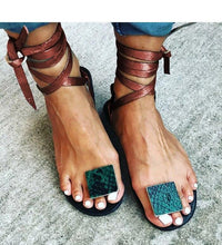 Load image into Gallery viewer, Nude Straps Rome Sandals Women Flat Sandals Women's Shoes