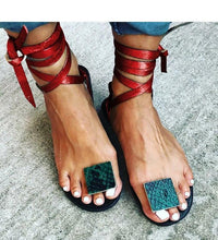 Load image into Gallery viewer, Nude Straps Rome Sandals Women Flat Sandals Women's Shoes