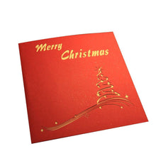 Load image into Gallery viewer, 3pcs/lot Handmade 3D Design Stand Up Christmas Tree Greeting Card Holiday Happy New Year Holiday Gift Bright Color