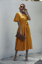 Load image into Gallery viewer, Dot Print V Neck Women Boho Style Summer Beach Long Dress