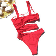 Load image into Gallery viewer, Sexy Cross Bandage One Piece Hollow Out Swimsuit