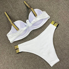 Load image into Gallery viewer, Printed Flowers Sexy Solid Color Bikini Women Swimwear Bandeau Biquini Swimsuit Female Bathing Suit Push Up Bikini Set Beachwear