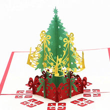 Load image into Gallery viewer, 3pcs/lot Handmade 3D Design Stand Up Christmas Tree Greeting Card Holiday Happy New Year Holiday Gift Bright Color