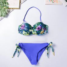 Load image into Gallery viewer, Printed Flowers Sexy Solid Color Bikini Women Swimwear Bandeau Biquini Swimsuit Female Bathing Suit Push Up Bikini Set Beachwear