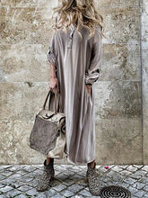 Load image into Gallery viewer, Autumn Women Long Sleeve Casual Buttons Loose Maxi  Ladies Fashion Dress