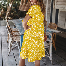 Load image into Gallery viewer, Women Loose O-neck Short Sleeve Dots Print Mini Dresses