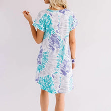 Load image into Gallery viewer, Fashion Womens Casual Loose sexy V-neck Tie-dye Pocket Short Sleeve Dress