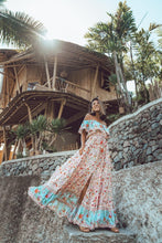 Load image into Gallery viewer, Off-the-shoulder Bohemia Maxi Chiffon Floral Print Dress Beach Style Vacation Dress