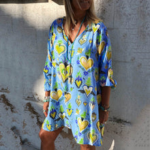 Load image into Gallery viewer, New Womens Casual Print V-Neck Short Sleeve Mini Dress