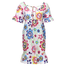 Load image into Gallery viewer, Bohemian Loose Flower Print Short-sleeved Ruffled Summer Mini Dress