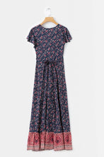 Load image into Gallery viewer, Jastie Vintage Floral Print Maxi Dress Summer Short Sleeve V-Neck Wrap Dresses Casual Beach Long Dress Boho Chic Women Vestidos