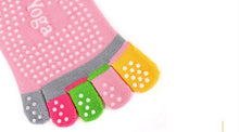 Load image into Gallery viewer, Women Sports Colorful Yoga Socks Hot Fitness And Pilates Cotton Socks Rainbow Workout Anti Slip Toe Socks Breathable Purple