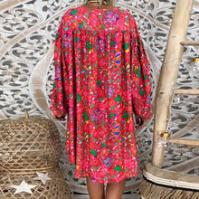 Load image into Gallery viewer, Women's Summer Boho Vintage Floral Print Deep V Neck Beach Mini Dresses