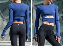 Load image into Gallery viewer, Yoga Shirts Women Ombre Cropped Seamless Long Sleeve Top Crop Top Women Workout Shirts for Women Sports Tops Gym Women