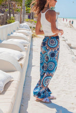 Load image into Gallery viewer, Women's Casual Pajama Boho Beach Pants Floral Print Drawstring Palazzo Lounge Wide Leg Pant pantalon femme