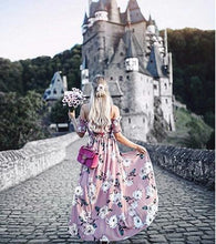 Load image into Gallery viewer, Sexy Off Shoulder High Split Floral Boho Causal Dress