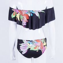 Load image into Gallery viewer, Off Shoulder Flower Swimwear Women Swimsuit Ruffles Bikini Set