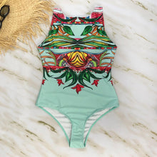 Load image into Gallery viewer, Striped Women One Piece Swimsuit Swimwear Printed Summer Bathing Suit Tropical Bodysuit-1