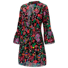 Load image into Gallery viewer, Women's Dresses Plus Size Loose Print Long Sleeve V-Collar Button Mini Dress