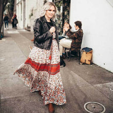Load image into Gallery viewer, Boho Maxi Floral print V-neck Tassel Drawstring Dress