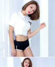Load image into Gallery viewer, BESGO Sexy Exercise Shorts Women Slim Mini length Fold-over Waistband Pilates Running Yoga Shorts Push Up Sports Clothing