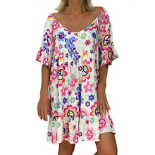 Load image into Gallery viewer, Bohemian Loose Flower Print Short-sleeved Ruffled Summer Mini Dress