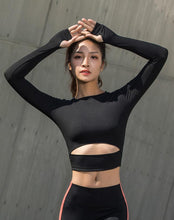 Load image into Gallery viewer, Yoga Shirts Women Ombre Cropped Seamless Long Sleeve Top Crop Top Women Workout Shirts for Women Sports Tops Gym Women
