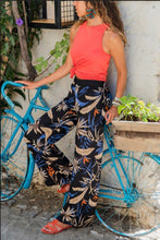 Load image into Gallery viewer, Women's Casual Pajama Boho Beach Pants Floral Print Drawstring Palazzo Lounge Wide Leg Pant pantalon femme