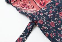 Load image into Gallery viewer, Jastie Vintage Floral Print Maxi Dress Summer Short Sleeve V-Neck Wrap Dresses Casual Beach Long Dress Boho Chic Women Vestidos
