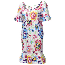 Load image into Gallery viewer, Bohemian Loose Flower Print Short-sleeved Ruffled Summer Mini Dress