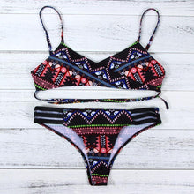 Load image into Gallery viewer, Red Fashion Women Bohemia Push-Up Padded Bra Beach Bikini