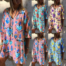Load image into Gallery viewer, New Womens Casual Print V-Neck Short Sleeve Mini Dress