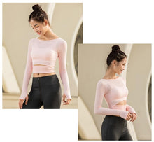 Load image into Gallery viewer, Yoga Shirts Women Ombre Cropped Seamless Long Sleeve Top Crop Top Women Workout Shirts for Women Sports Tops Gym Women