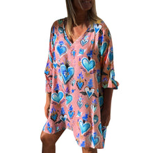 Load image into Gallery viewer, New Womens Casual Print V-Neck Short Sleeve Mini Dress