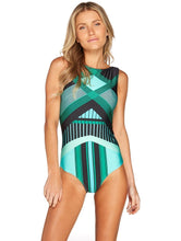 Load image into Gallery viewer, Striped Women One Piece Swimsuit Swimwear Printed Summer Bathing Suit Tropical Bodysuit-1