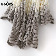 Load image into Gallery viewer, White Gray Patchwork Knitted Cardigan Women Elegant Hollow Out Long Sleeve Christmas Sweater Winter Fashion Outwear Coat
