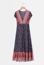 Load image into Gallery viewer, Jastie Vintage Floral Print Maxi Dress Summer Short Sleeve V-Neck Wrap Dresses Casual Beach Long Dress Boho Chic Women Vestidos