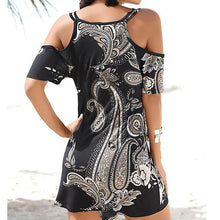 Load image into Gallery viewer, New Fashion Womens Short Sleeve Print Strapless Shoulder Mini Dress
