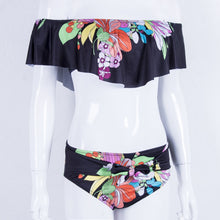 Load image into Gallery viewer, Off Shoulder Flower Swimwear Women Swimsuit Ruffles Bikini Set