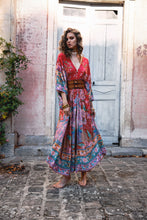 Load image into Gallery viewer, Bohemian Maxi Lotus Print V-Neck Long Dress