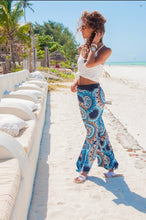 Load image into Gallery viewer, Women's Casual Pajama Boho Beach Pants Floral Print Drawstring Palazzo Lounge Wide Leg Pant pantalon femme