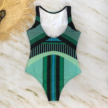 Load image into Gallery viewer, Striped Women One Piece Swimsuit Swimwear Printed Summer Bathing Suit Tropical Bodysuit-1