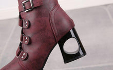 Load image into Gallery viewer, Women Ankle Pumps PU Leather Toe Boots Solid Autumn Winter High-heeled Shoes